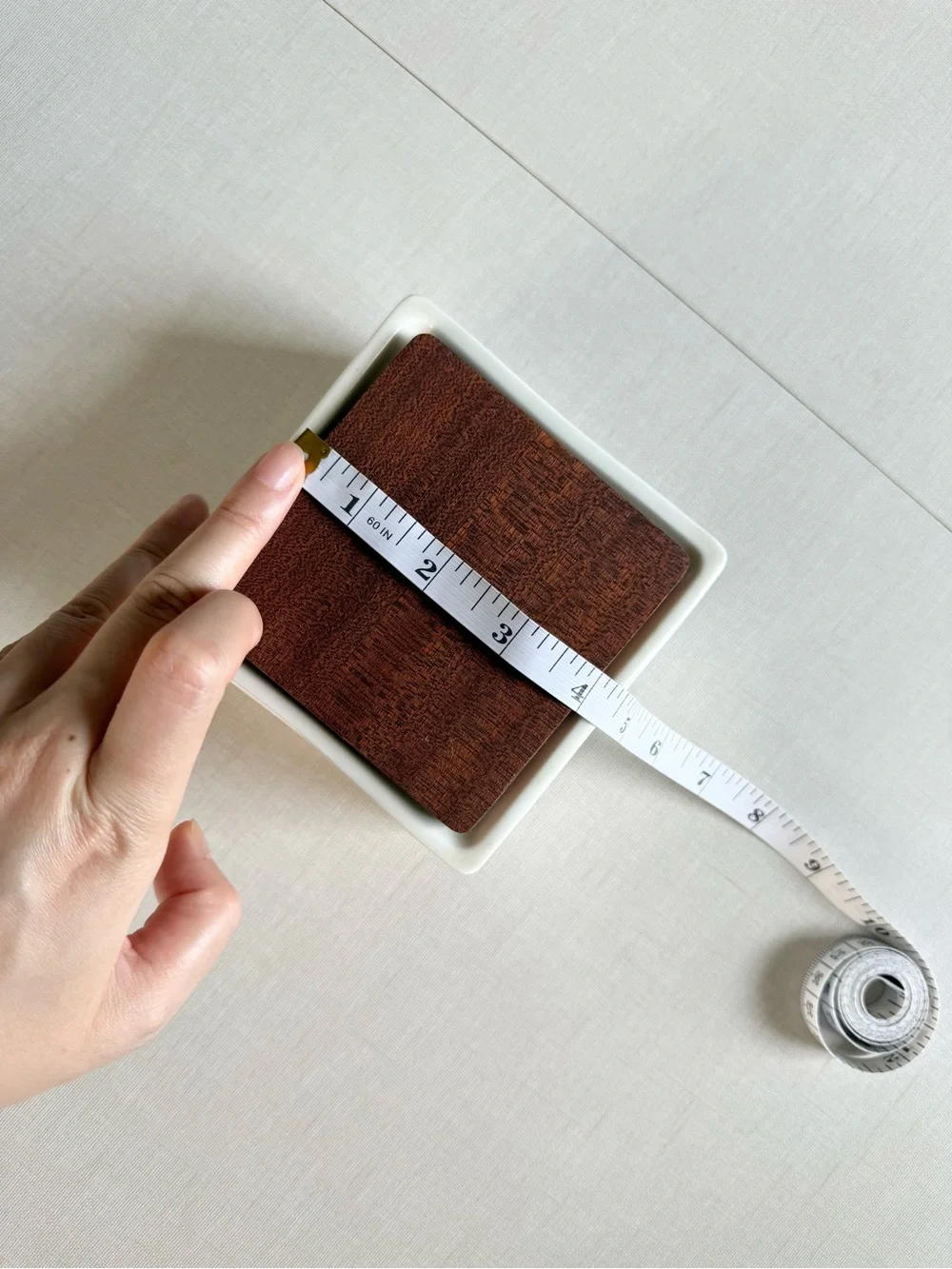 Zwilling white ceramic storage box with brown wooden top